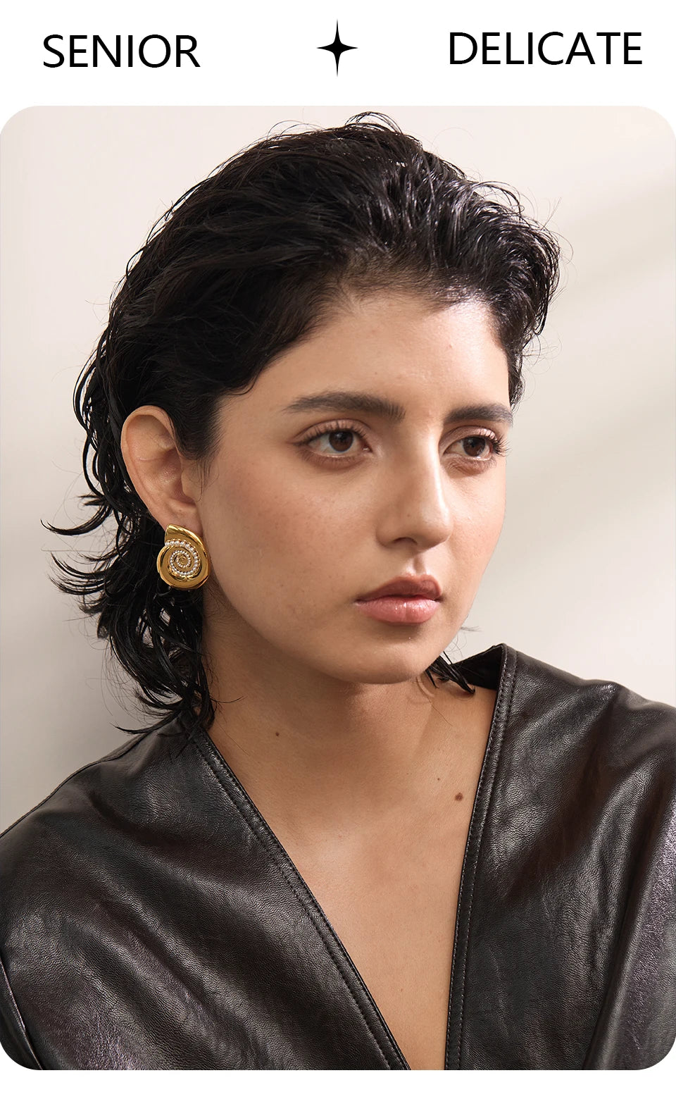 Shell Golden Stud Earrings