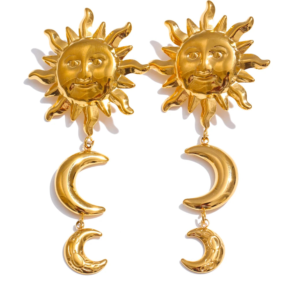 Sun Moon Dangle Earrings