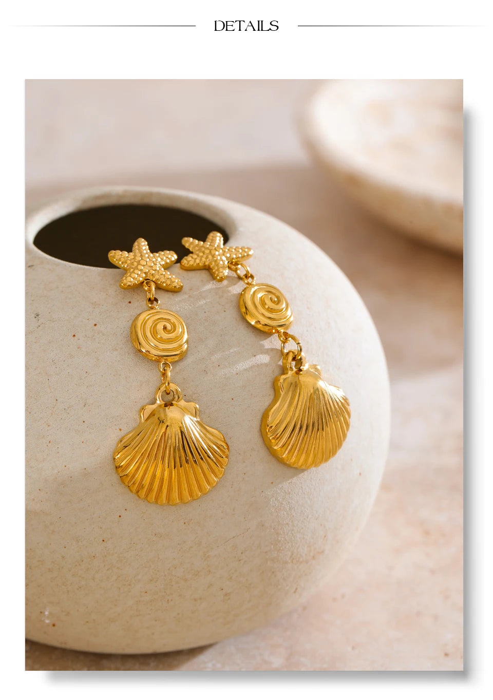 Starfish Shell Drop Dangle Earrings