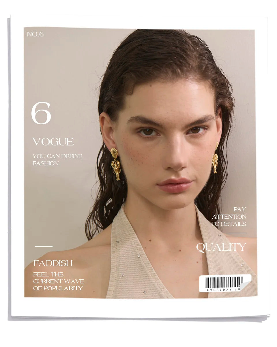 Shell Crayfish Drop Earrings