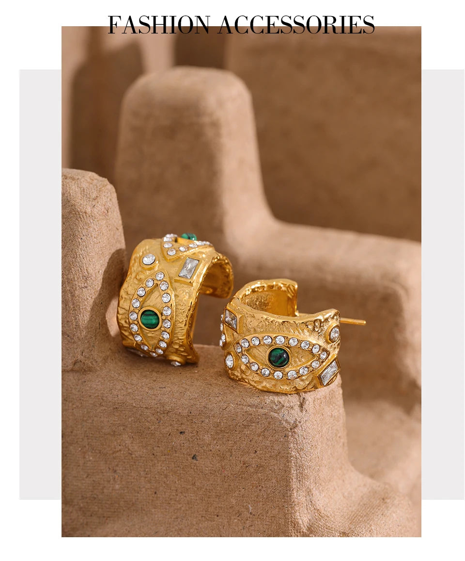 Eye Geometric Huggie Earrings Bling Cubic Zirconia