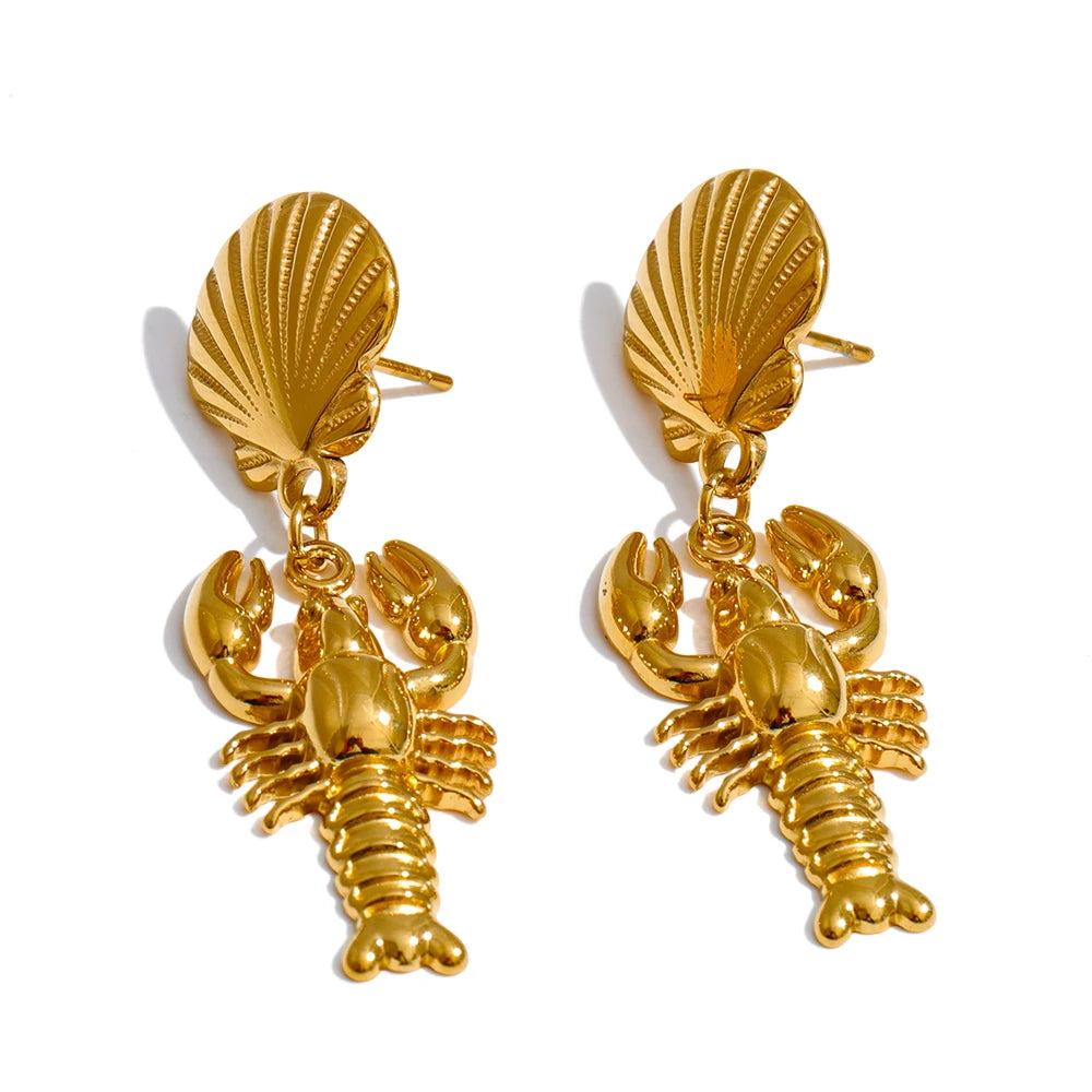 Shell Crayfish Drop Earrings