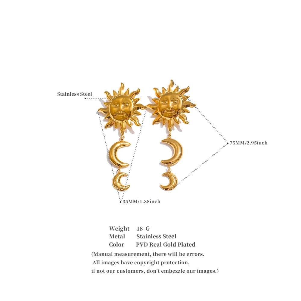 Sun Moon Dangle Earrings
