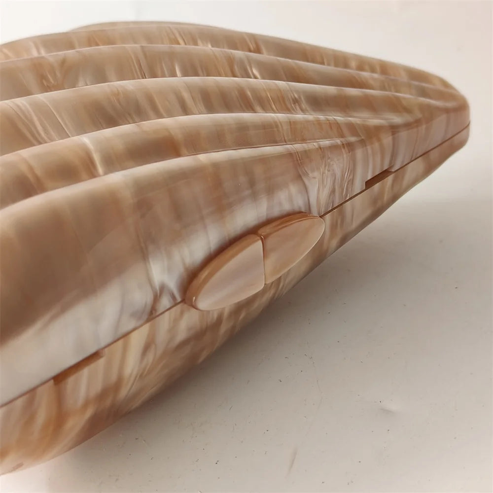 Shell Brown Acrylic Marble Pearl purse