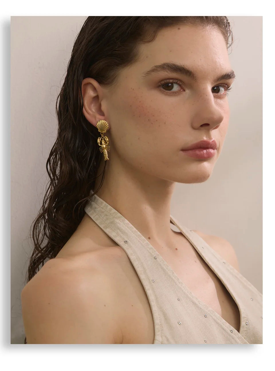 Shell Crayfish Drop Earrings