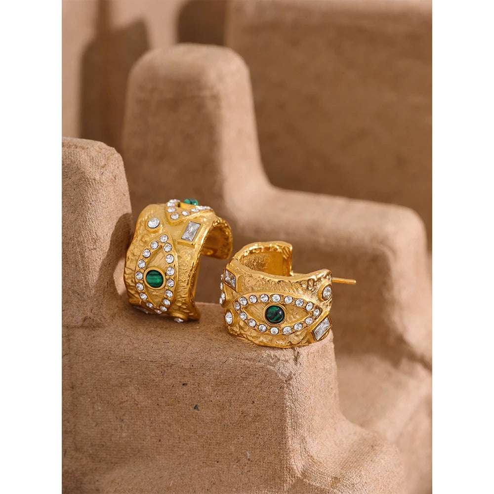 Eye Geometric Huggie Earrings Bling Cubic Zirconia