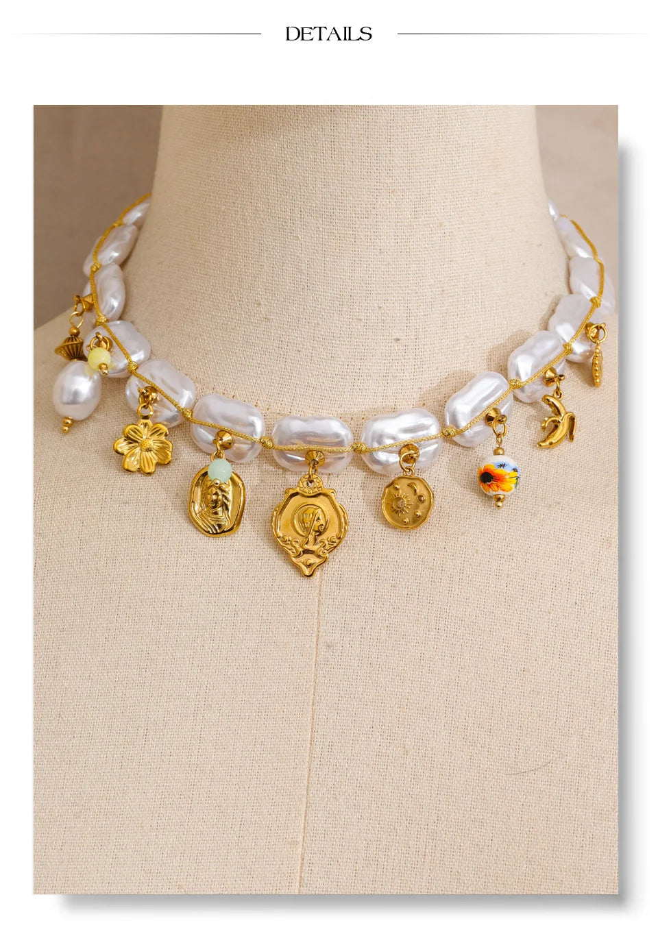 Pearls Chain Heart Flower Charm