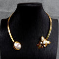 White Baroque Pearl Collar Choker Necklace