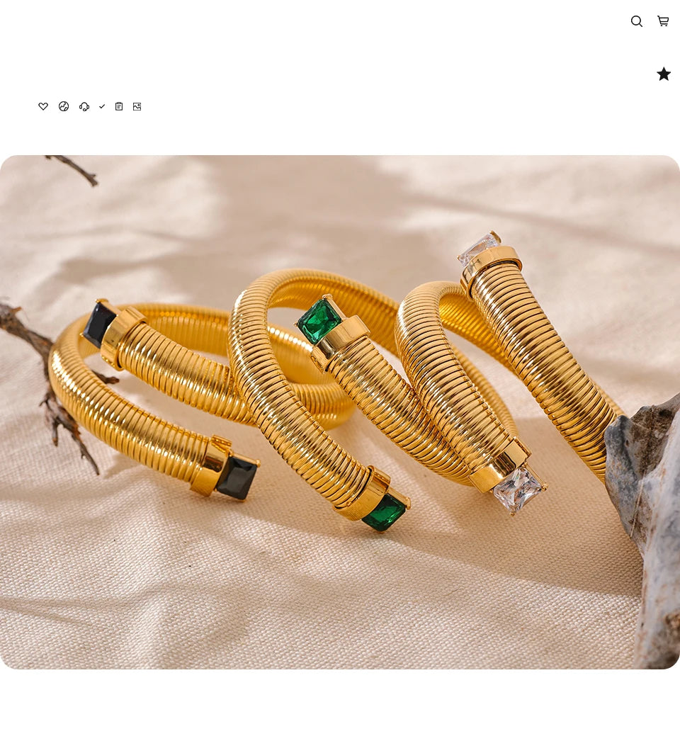 Zirconia Stainless Steel Elastic Bracelet Bangle