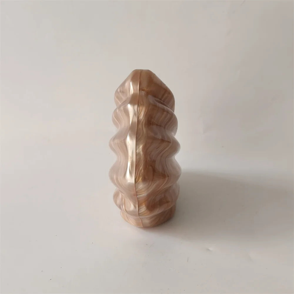 Shell Brown Acrylic Marble Pearl purse