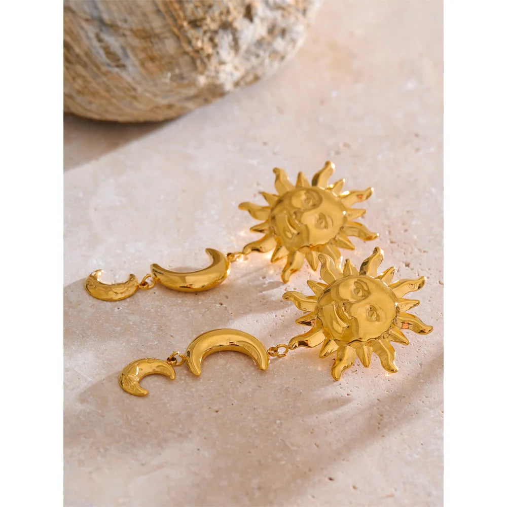 Sun Moon Dangle Earrings