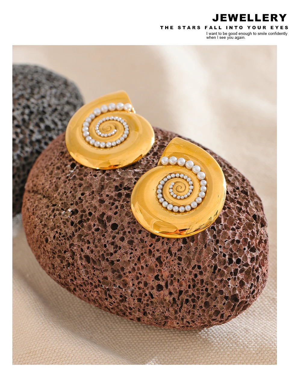 Shell Golden Stud Earrings