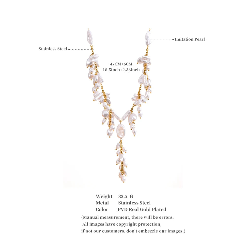 Pearls Beads Drop Necklace