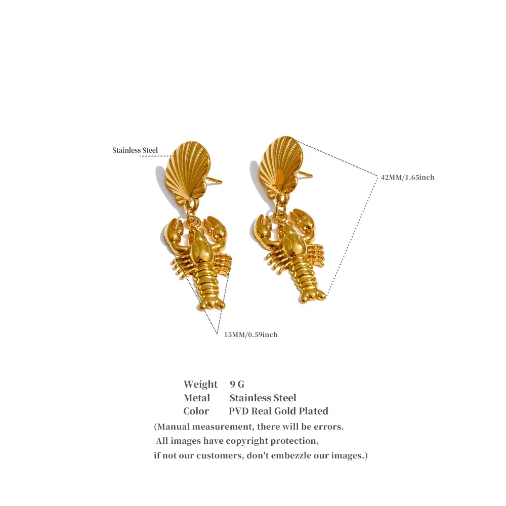 Shell Crayfish Drop Earrings