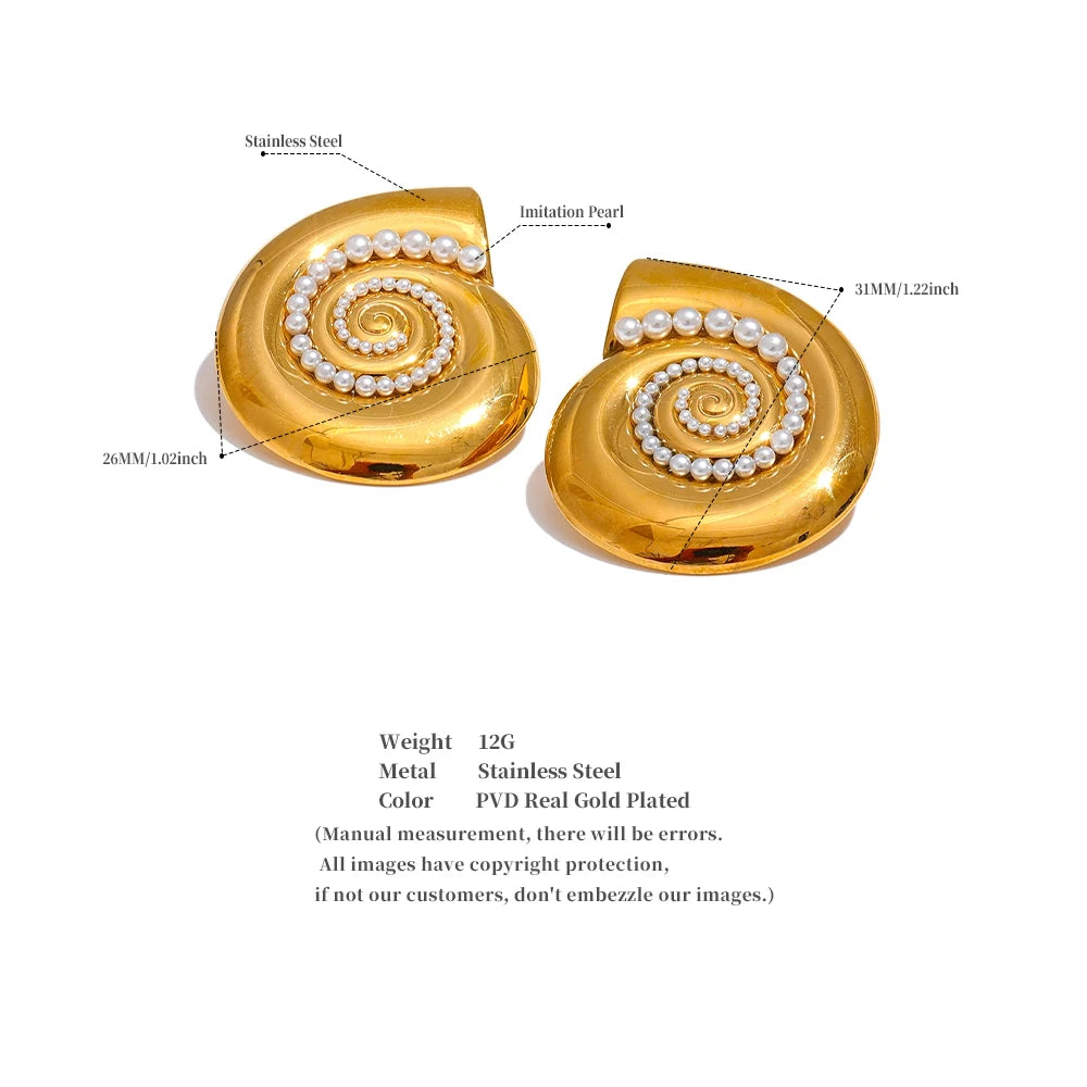 Shell Golden Stud Earrings