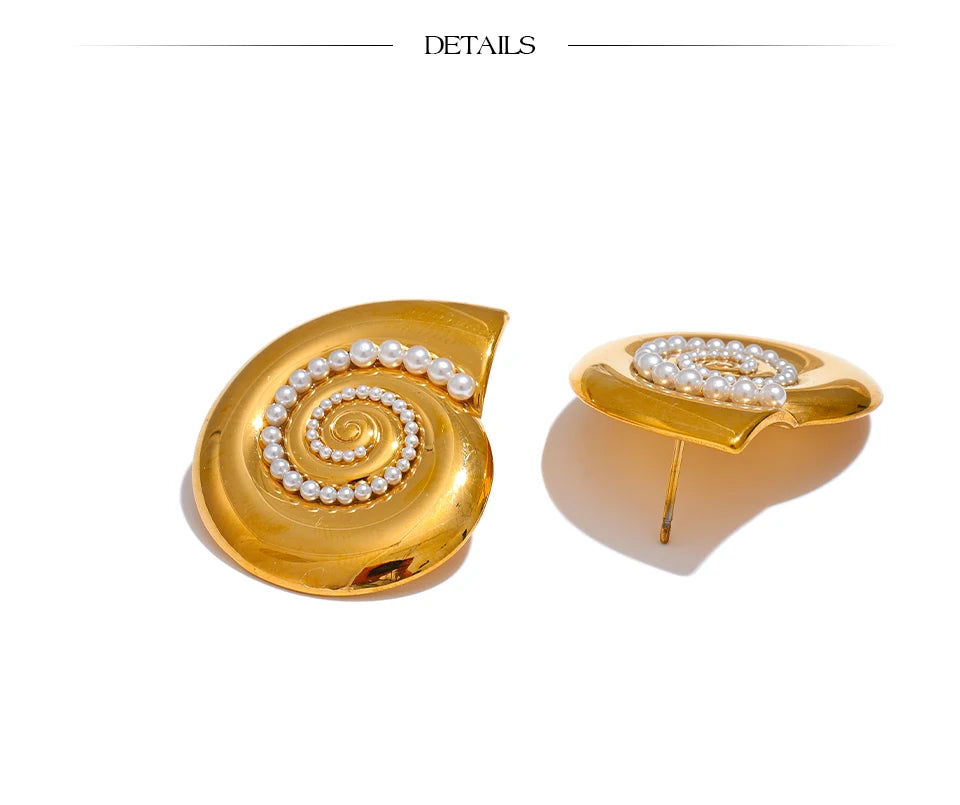 Shell Golden Stud Earrings