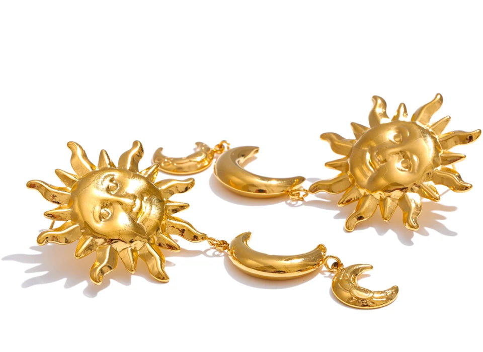 Sun Moon Dangle Earrings